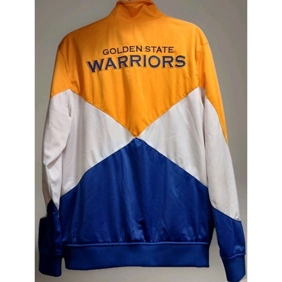 Golden State Warriors Jacket XL UNK NBA Full Zip Colorblock Blue Yellow Retro - Picture 1 of 14